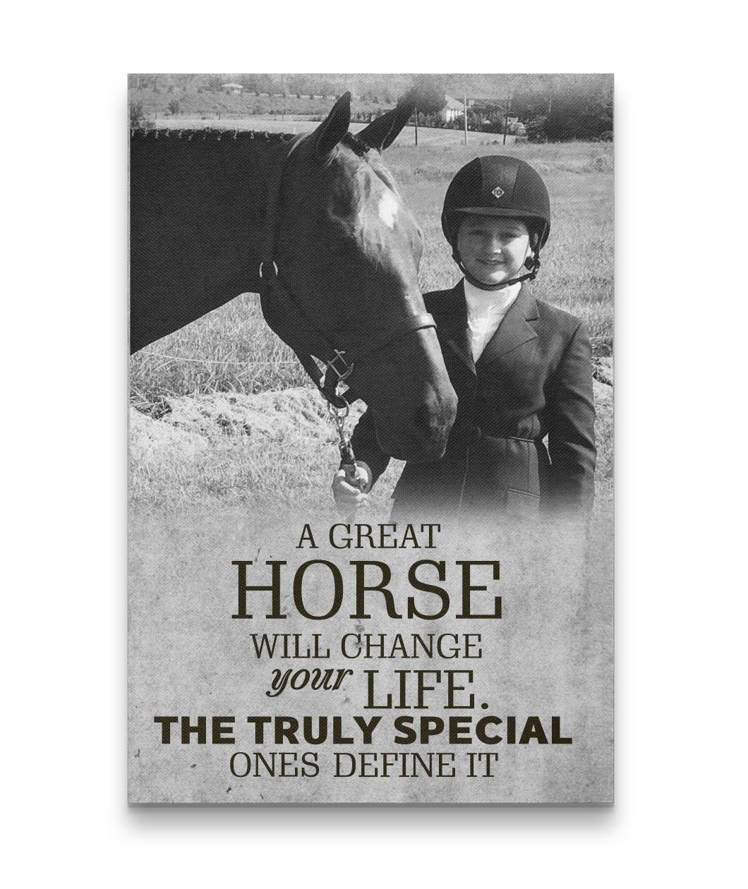 Great Horse Change Life Little Girl Smile With Horse Custom Canvas Print