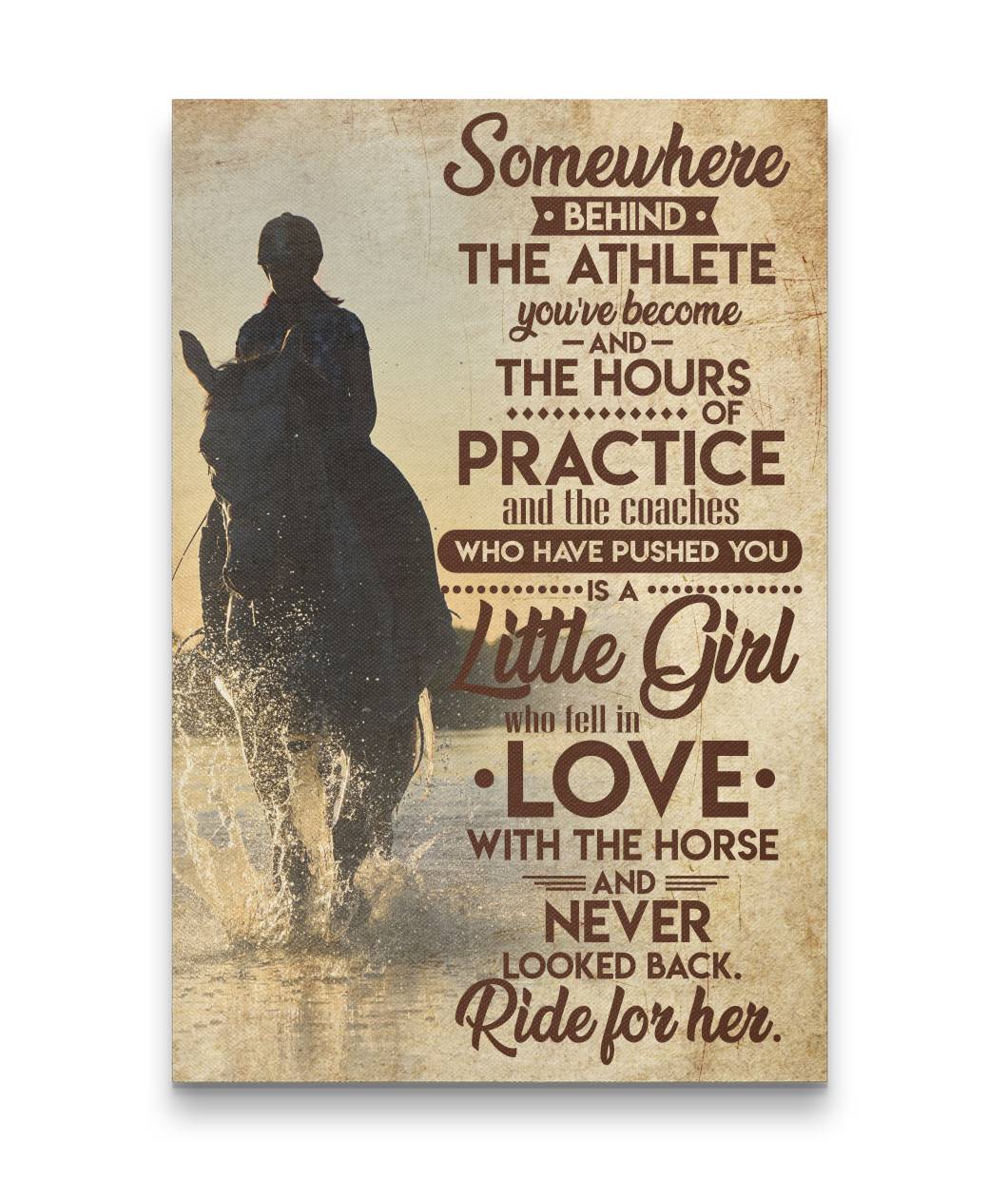 A Little Girl Fell In Love With The Horse Girl Riding Custom Canvas Print
