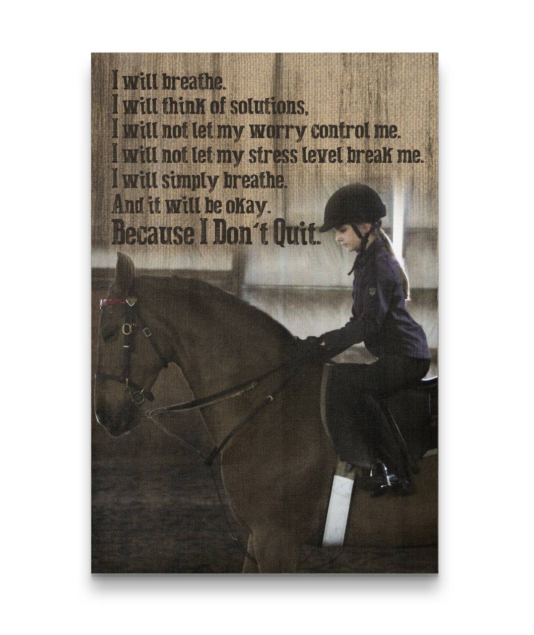Little Girl with Horse Custom Canvas Print - I will simply breathe