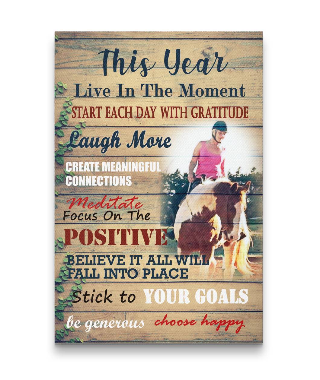 Live In The Moment Choose Happy Riding Horse Girl Canvas Print
