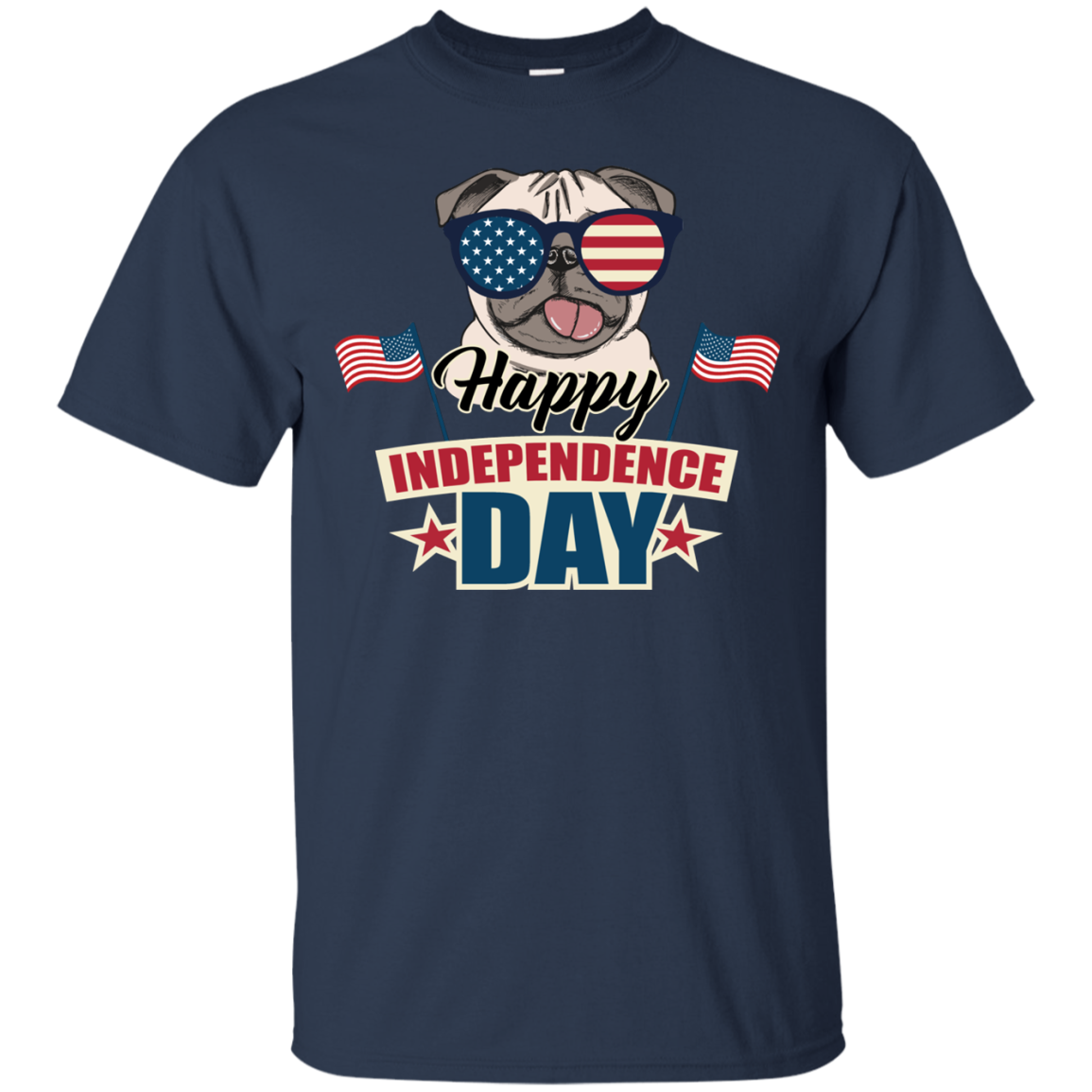 Happy Independence Day Pug T Shirts V1