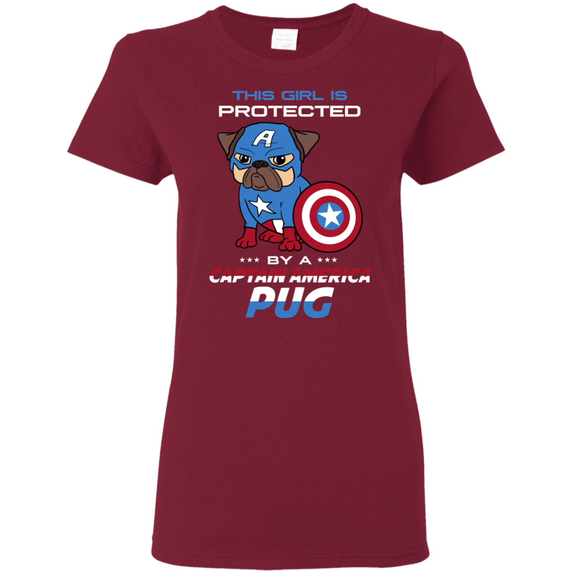 Nice Pug T Shirts - This Girl Is Protected By Captain America Pug