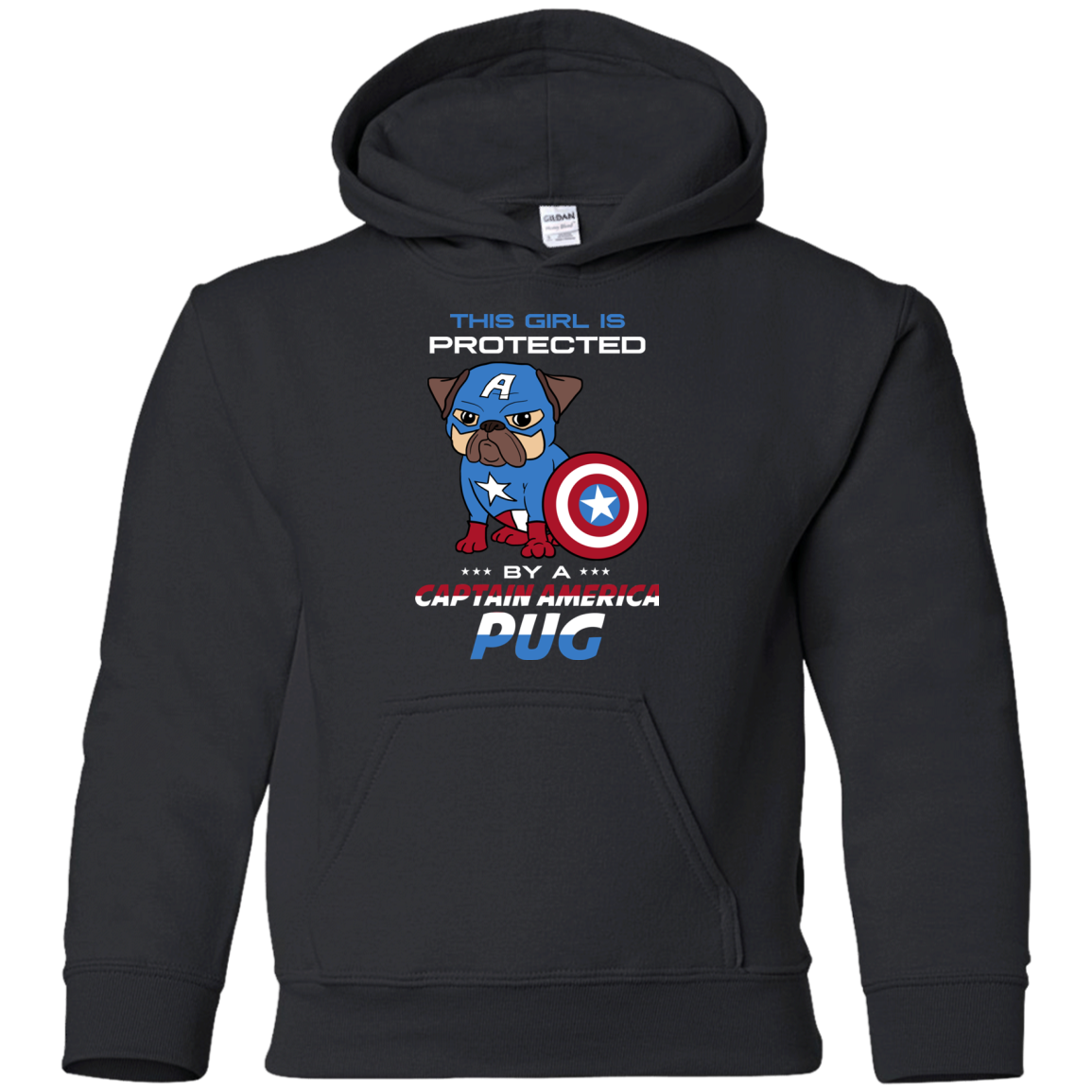 Nice Pug T Shirts - This Girl Is Protected By Captain America Pug