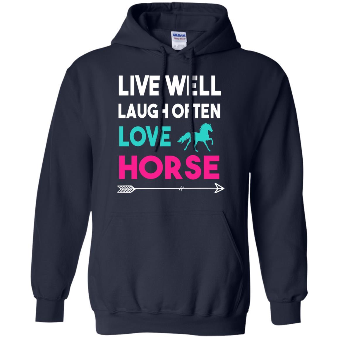 Live Well Laugh Often Love Horse Tee Shirt For Equestrian Gift