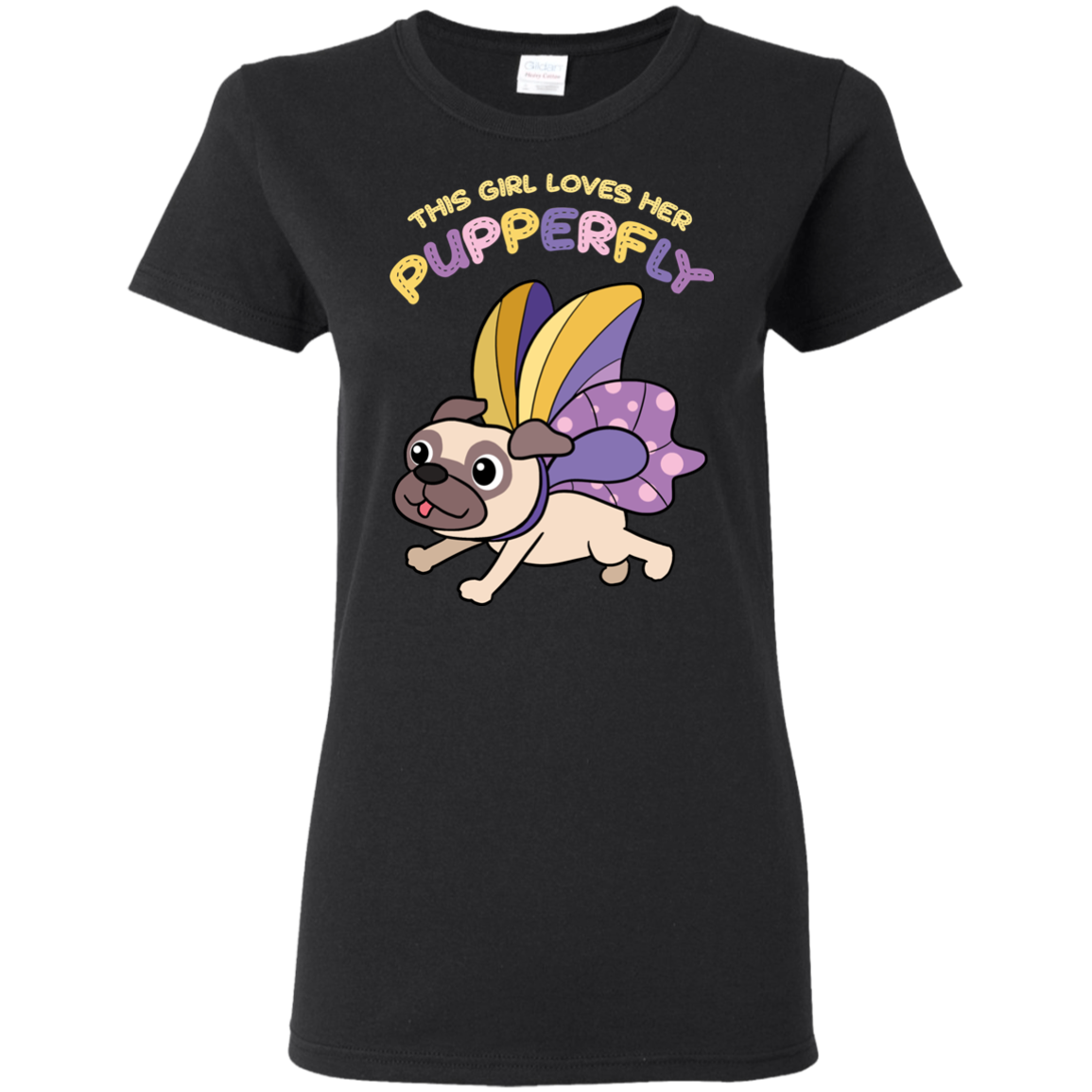 This Girl Loves Her Pupperfly Pug T Shirts