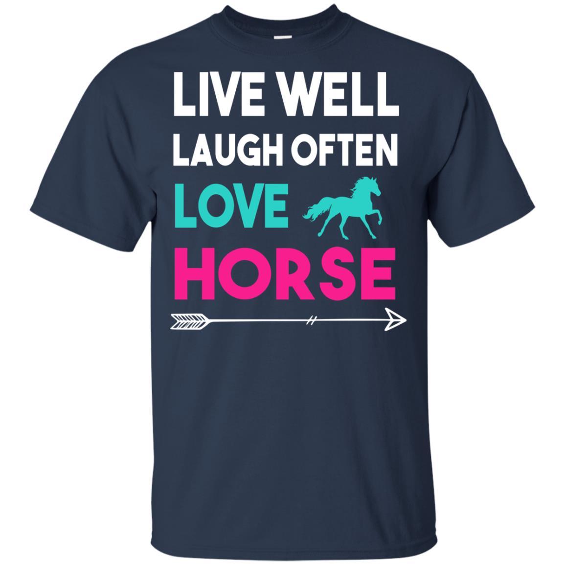 Live Well Laugh Often Love Horse Tee Shirt For Equestrian Gift