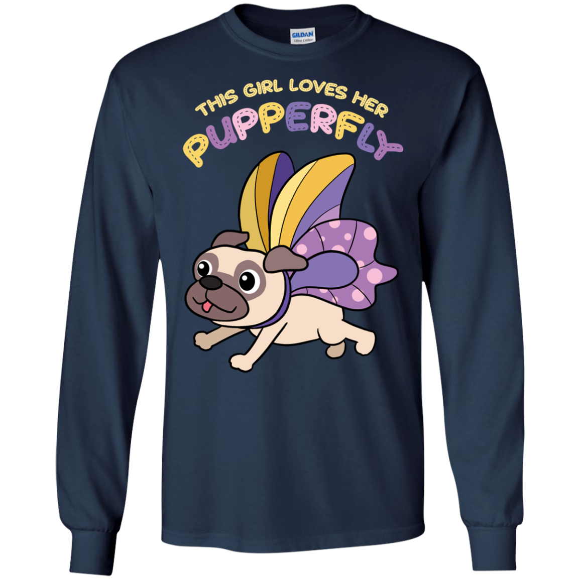 This Girl Loves Her Pupperfly Pug T Shirts