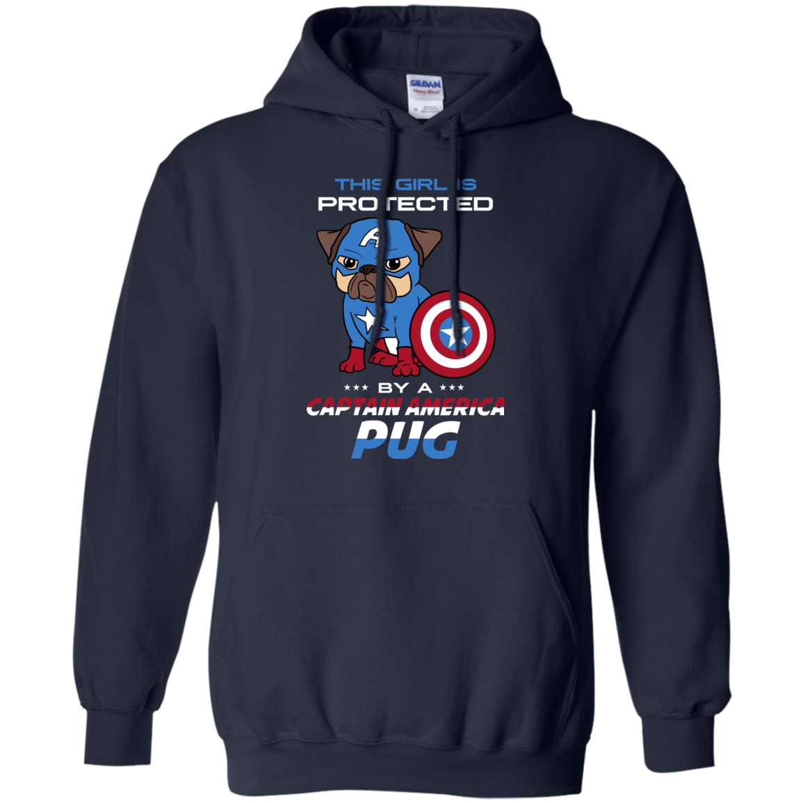Nice Pug T Shirts - This Girl Is Protected By Captain America Pug