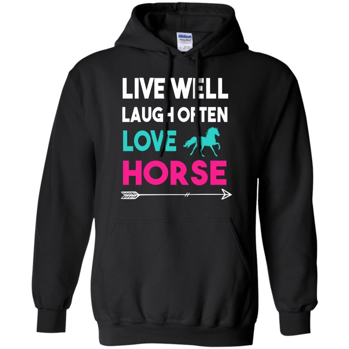 Live Well Laugh Often Love Horse Tee Shirt For Equestrian Gift