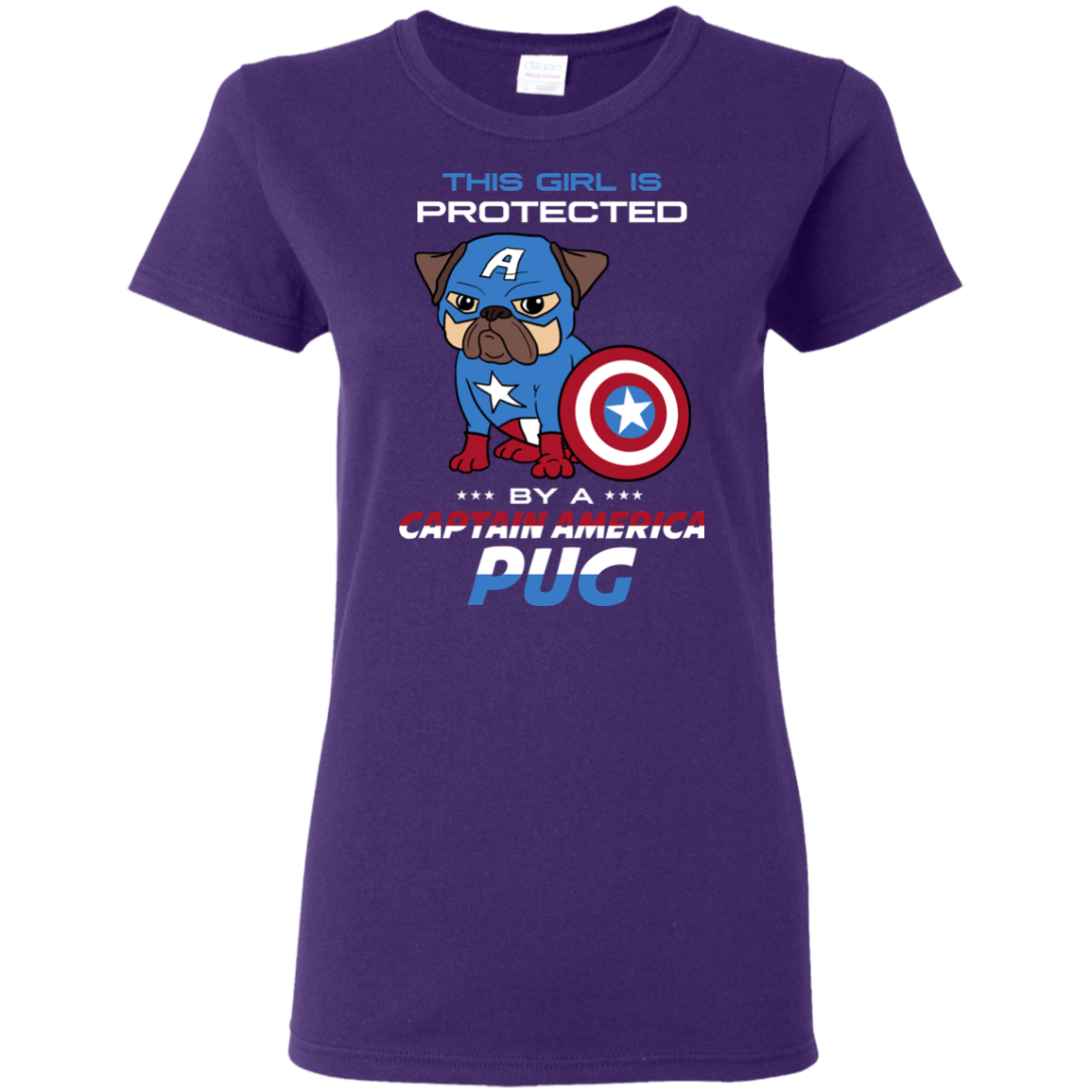 Nice Pug T Shirts - This Girl Is Protected By Captain America Pug