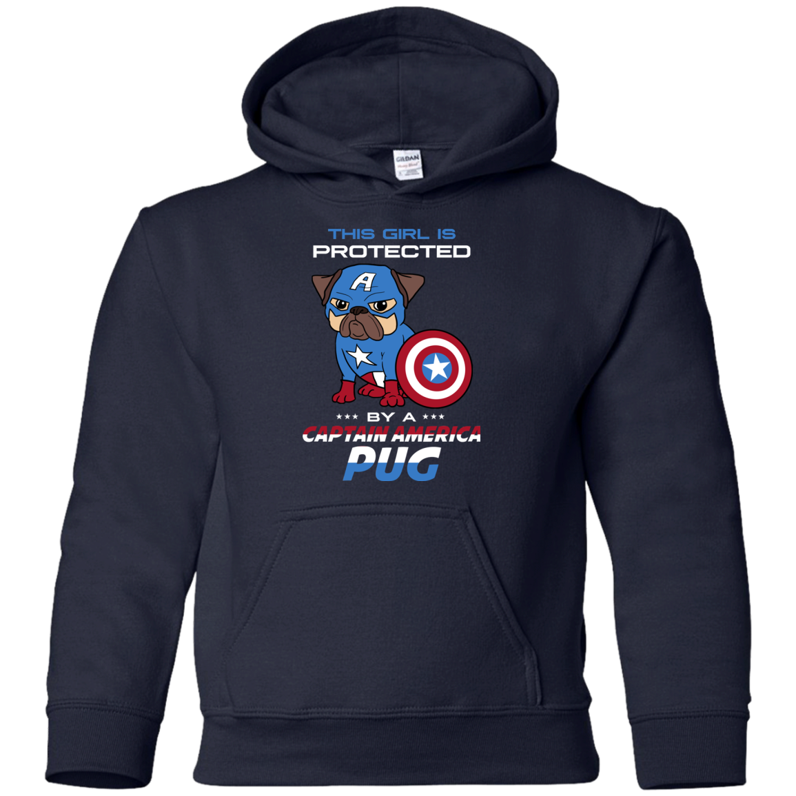 Nice Pug T Shirts - This Girl Is Protected By Captain America Pug