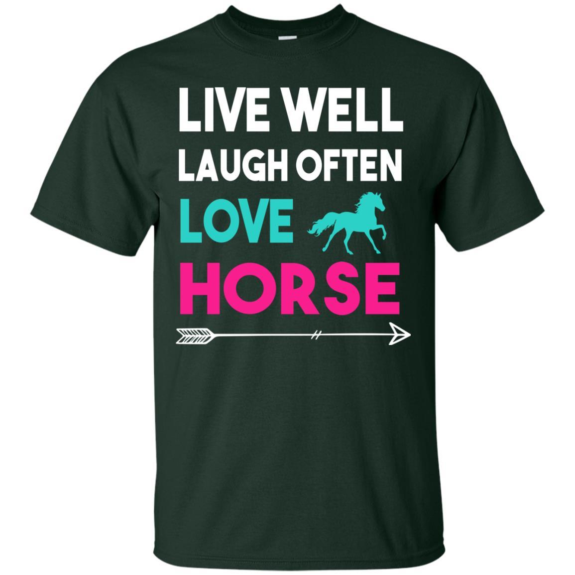 Live Well Laugh Often Love Horse Tee Shirt For Equestrian Gift