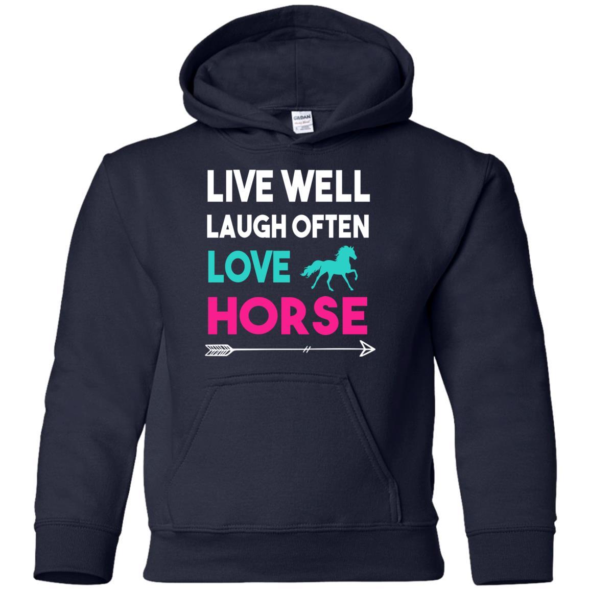Live Well Laugh Often Love Horse Tee Shirt For Equestrian Gift
