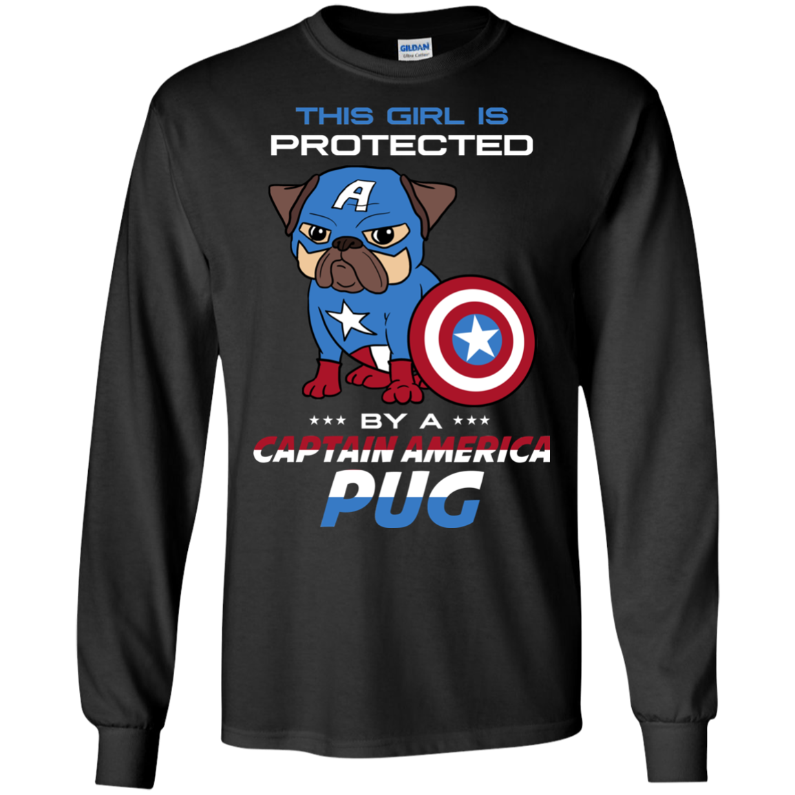 Nice Pug T Shirts - This Girl Is Protected By Captain America Pug