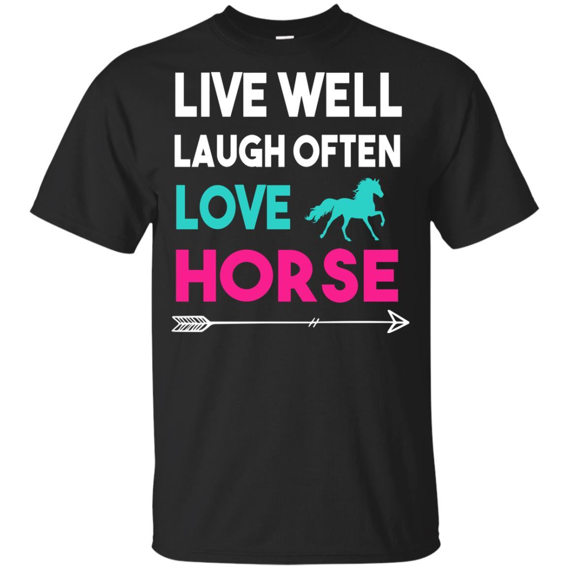 Live Well Laugh Often Love Horse Tee Shirt For Equestrian Gift