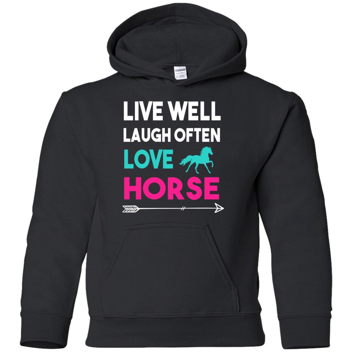 Live Well Laugh Often Love Horse Tee Shirt For Equestrian Gift