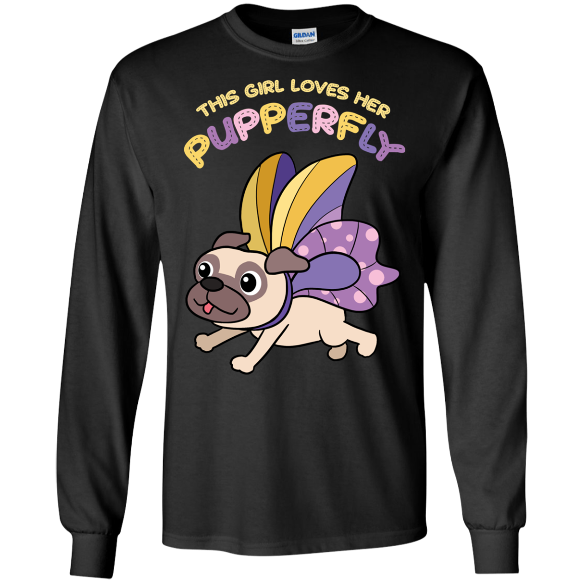 This Girl Loves Her Pupperfly Pug T Shirts