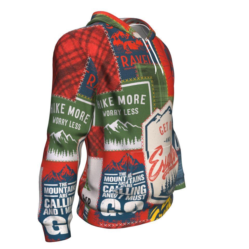 Camping Patchwork Orange Green Pattern All Over Printed Hoodies