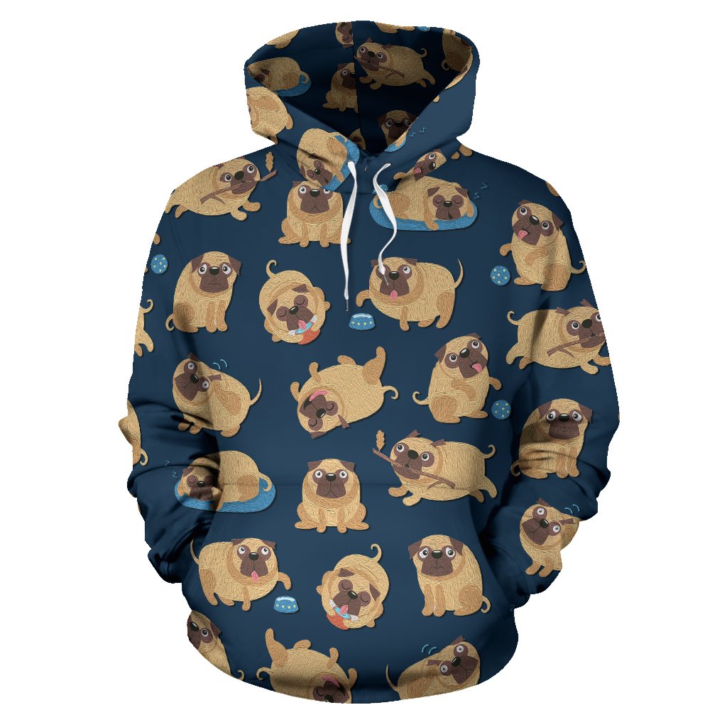 Pose Pattern Pug All Over Printed Hoodies