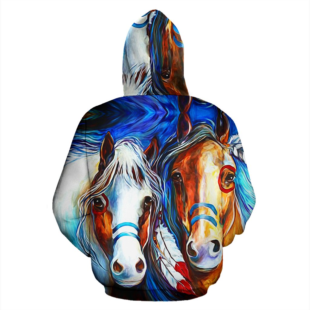 Two Horses Oil Pattern All Over Printed Hoodies