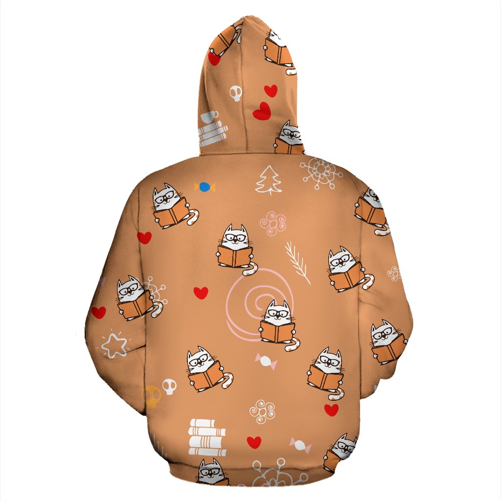 Cat And Book All Over Printed Hoodies