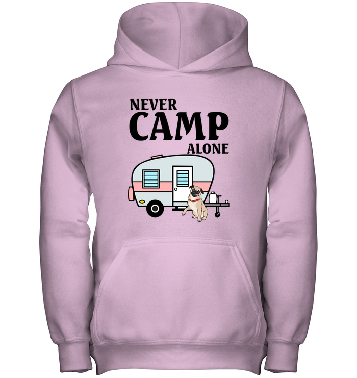 Never Camp Alone Pug T Shirts