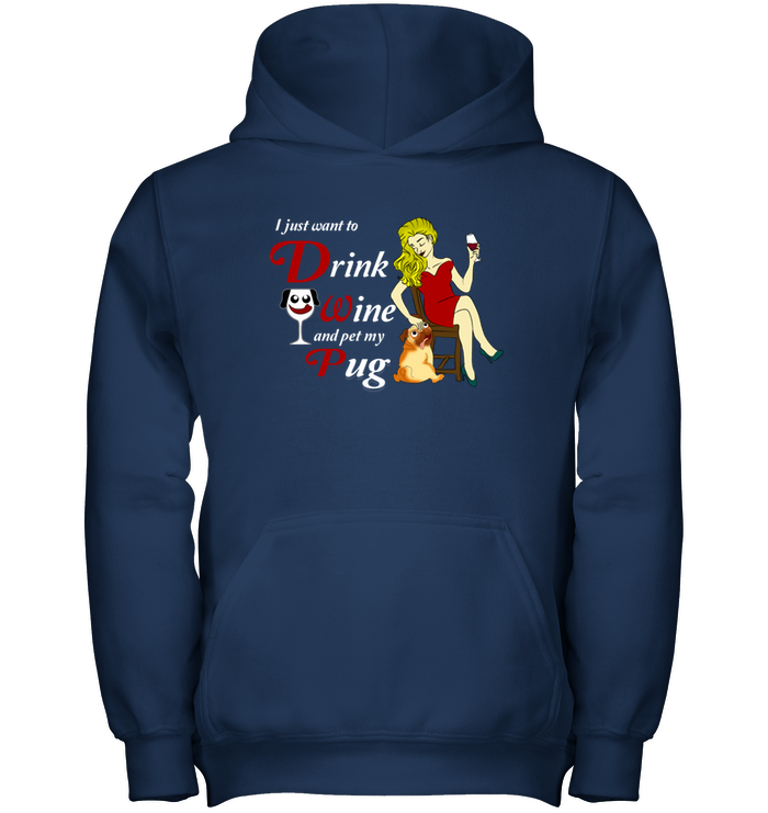 I Just Want To Drink Wine Pug T Shirts