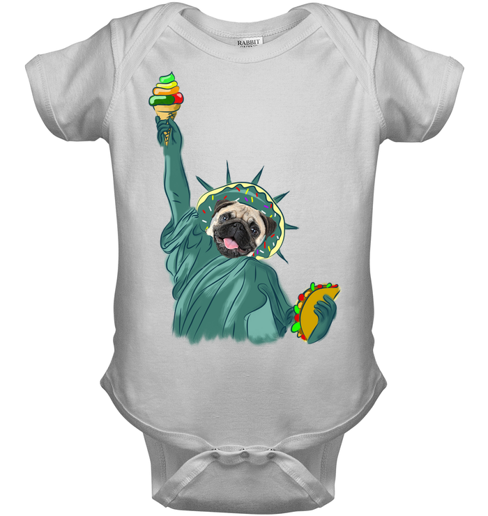 Independence Day With A Donut Pug T Shirts V2