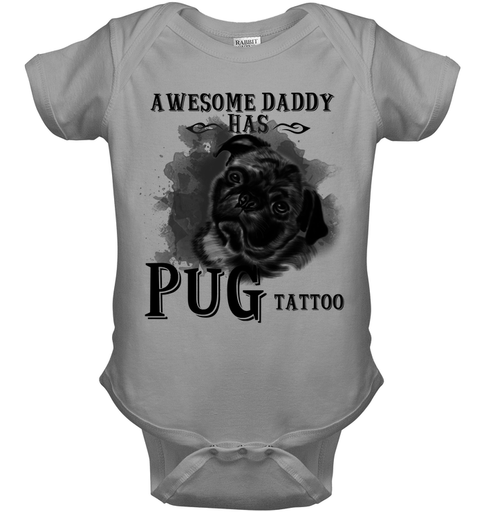 Awesome Daddy Has Pug Tattoo Dad T Shirts