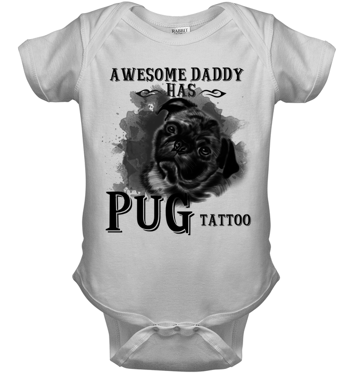 Awesome Daddy Has Pug Tattoo Dad T Shirts