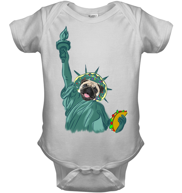 Independence Day With A Donut Pug T Shirts V1