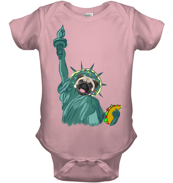Independence Day With A Donut Pug T Shirts V1
