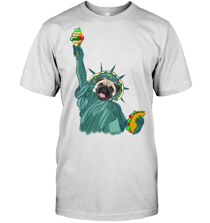 Independence Day With A Donut Pug T Shirts V2