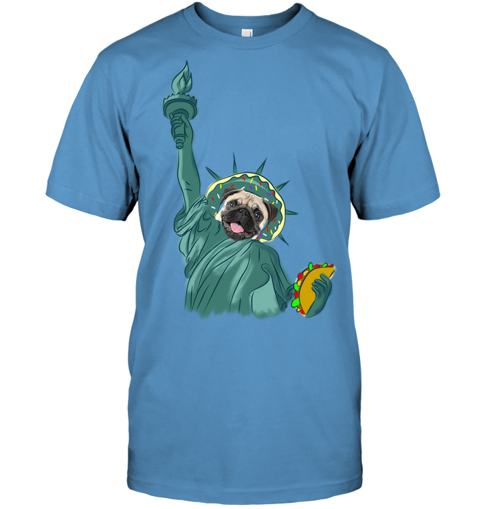 Independence Day With A Donut Pug T Shirts V1