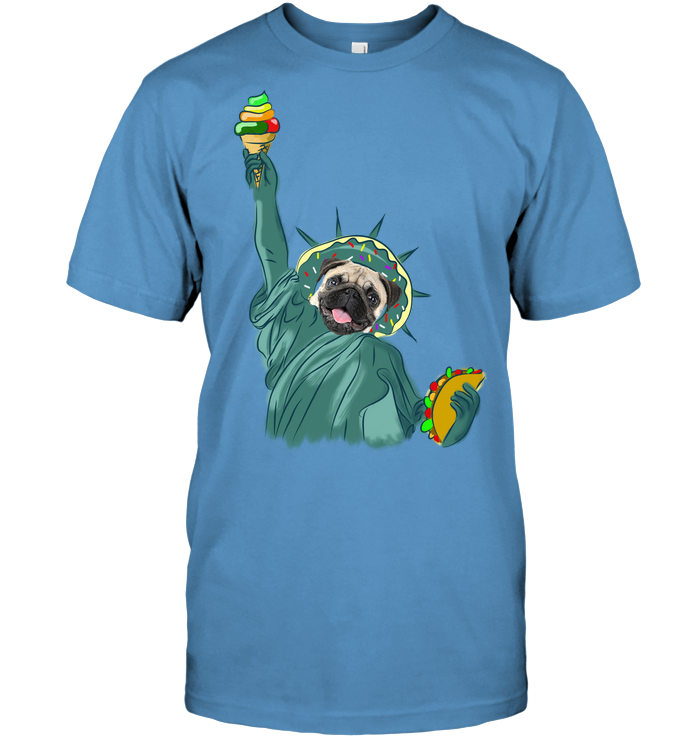 Independence Day With A Donut Pug T Shirts V2
