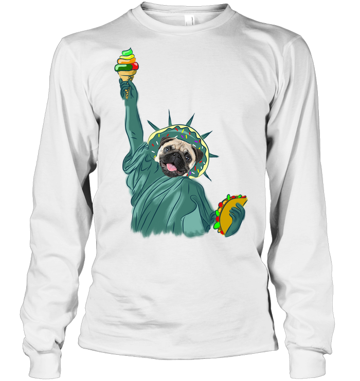 Independence Day With A Donut Pug T Shirts V2