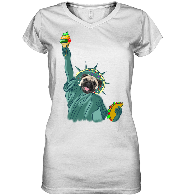 Independence Day With A Donut Pug T Shirts V2