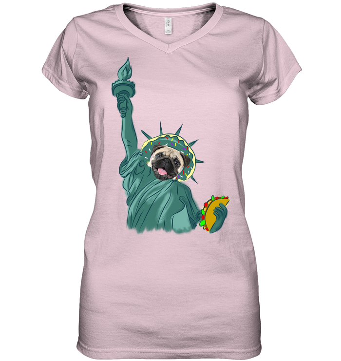 Independence Day With A Donut Pug T Shirts V1