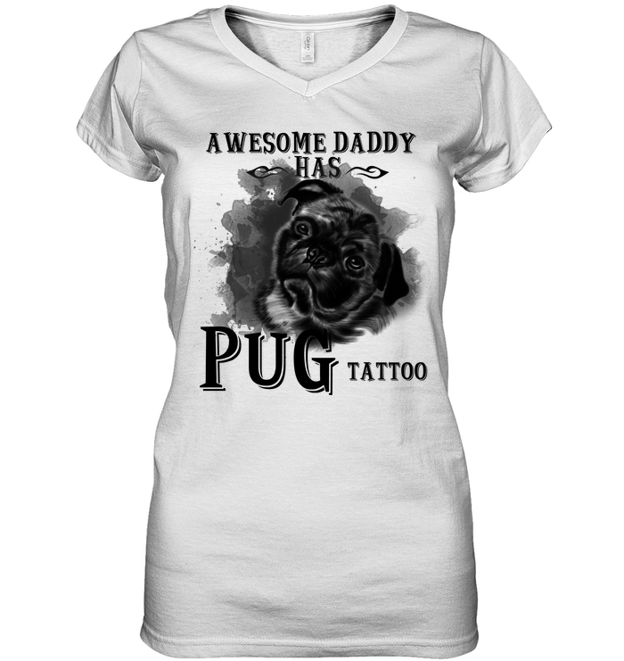 Awesome Daddy Has Pug Tattoo Dad T Shirts