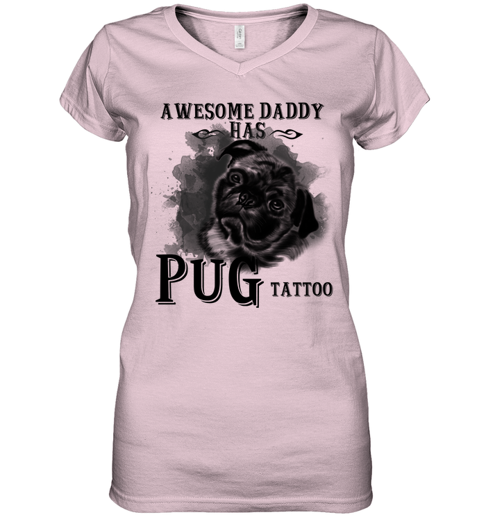 Awesome Daddy Has Pug Tattoo Dad T Shirts