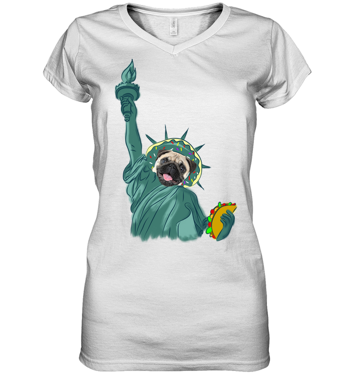Independence Day With A Donut Pug T Shirts V1