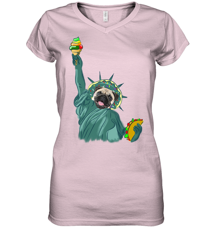 Independence Day With A Donut Pug T Shirts V2
