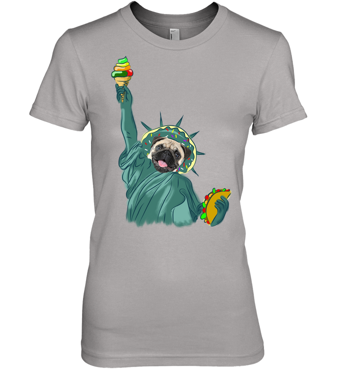 Independence Day With A Donut Pug T Shirts V2