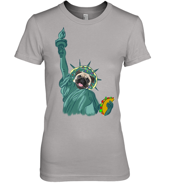 Independence Day With A Donut Pug T Shirts V1