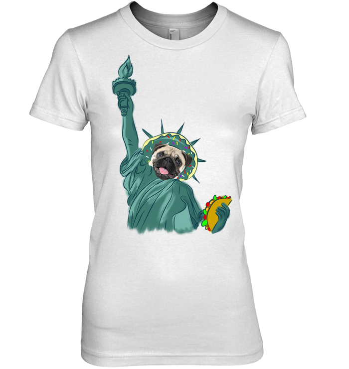 Independence Day With A Donut Pug T Shirts V1