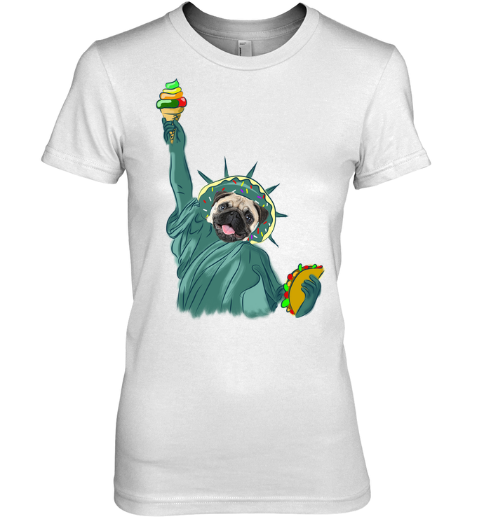 Independence Day With A Donut Pug T Shirts V2