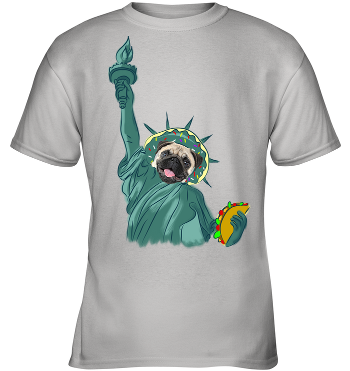 Independence Day With A Donut Pug T Shirts V1
