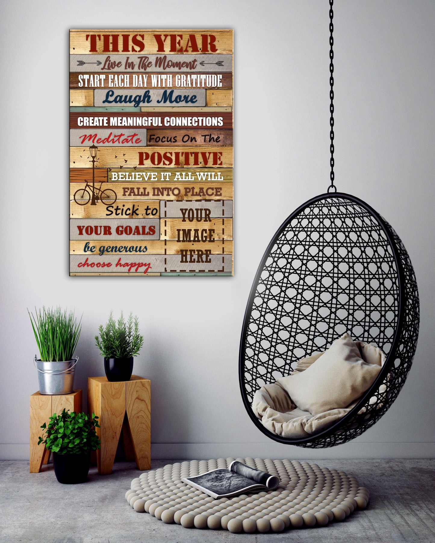 Live In The Moment - Laugh More - Choose Happy Cycling Custom Canvas Print