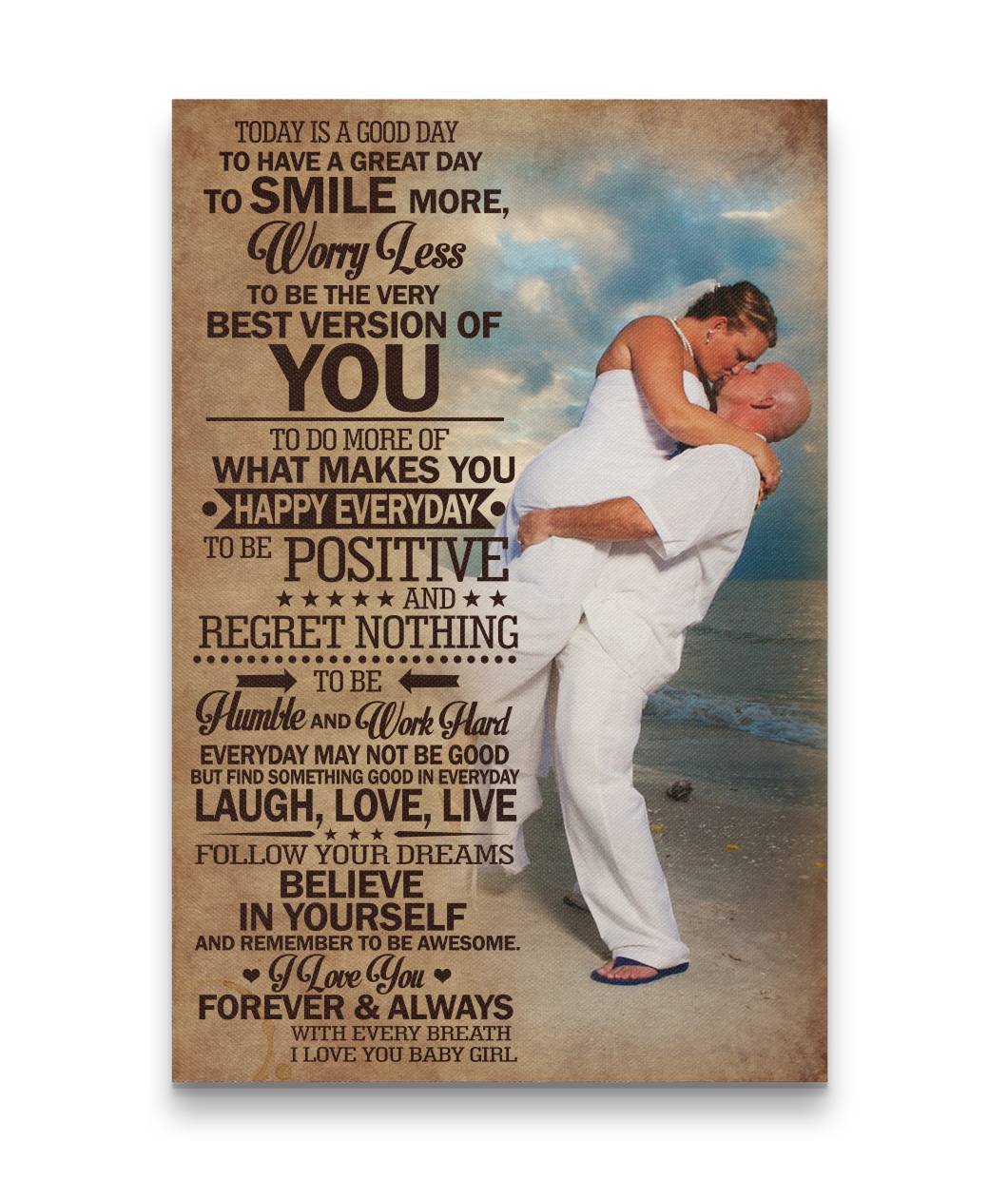 Today Is A Good Day - I Love You With Every Breath White Couple Canvas Print