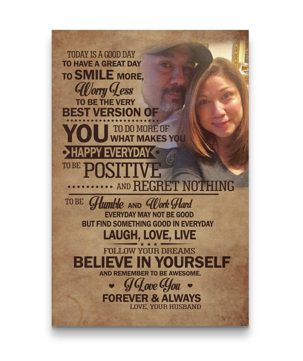Today Is A Good Day - Smile More - Worry Less Couple Canvas Print